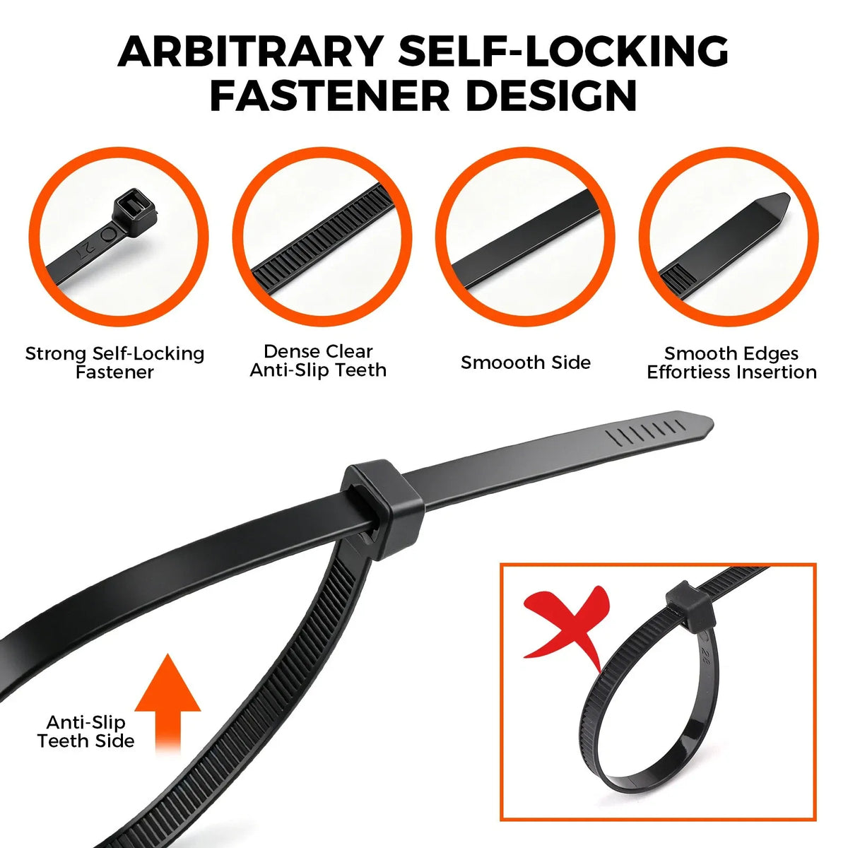 520Pcs Cable Ties Zip Ties Nylon UV Stabilised Bulk Black Cable Tie Black Au