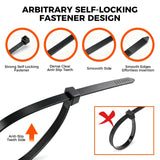 520Pcs Cable Ties Zip Ties Nylon UV Stabilised Bulk Black Cable Tie Black Au - Top-Down View