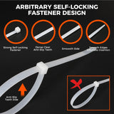 520-Pieces Cable Ties Zip Ties Nylon UV Stabilised Bulk Black Cable Tie White - Side View