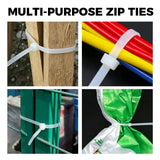 520-Pieces Cable Ties Zip Ties Nylon UV Stabilised Bulk Black Cable Tie White - 45-Degree Angle