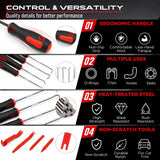 SEDY 15pc Auto Trim Removal Tool Kit Pick & Hook Set LED Magnetic Pickup - Top-Down View