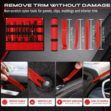 SEDY 15pc Auto Trim Removal Tool Kit Pick & Hook Set LED Magnetic Pickup - 45-Degree Angle