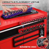 SEDY 2Pc Magnetic Socket Organizer 1/2 Drive Metric SAE Sockets Storage Holder - 45-Degree Angle