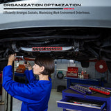 SEDY 2Pc Magnetic Socket Organizer 1/2 Drive Metric SAE Sockets Storage Holder - Low Angle