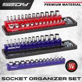 SEDY Magnetic Socket Holder Organizer Set Detachable 1/4 Drive Metric SAE Tool - Front View