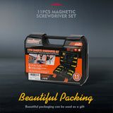 11-Pieces Magnetic Screwdriver Set with Case Magnetizer Demagnetizer Flat Head - Extra Image