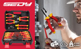 Magnetic Insulated Screwdriver Pliers Set 1000V Electrical Tool Hose Pinch Box - Front View