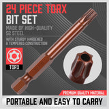 24Pc Torx Bit Set Star Head Screwdriver Bit Long Security Temper Proof T5-T40 - Side View