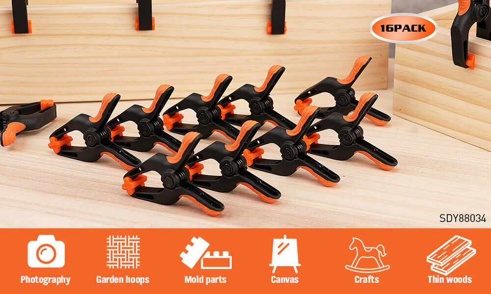 16Pcs 3 Spring Clamps Plastic Clamps Gluing Clamping Securing DIY Photography