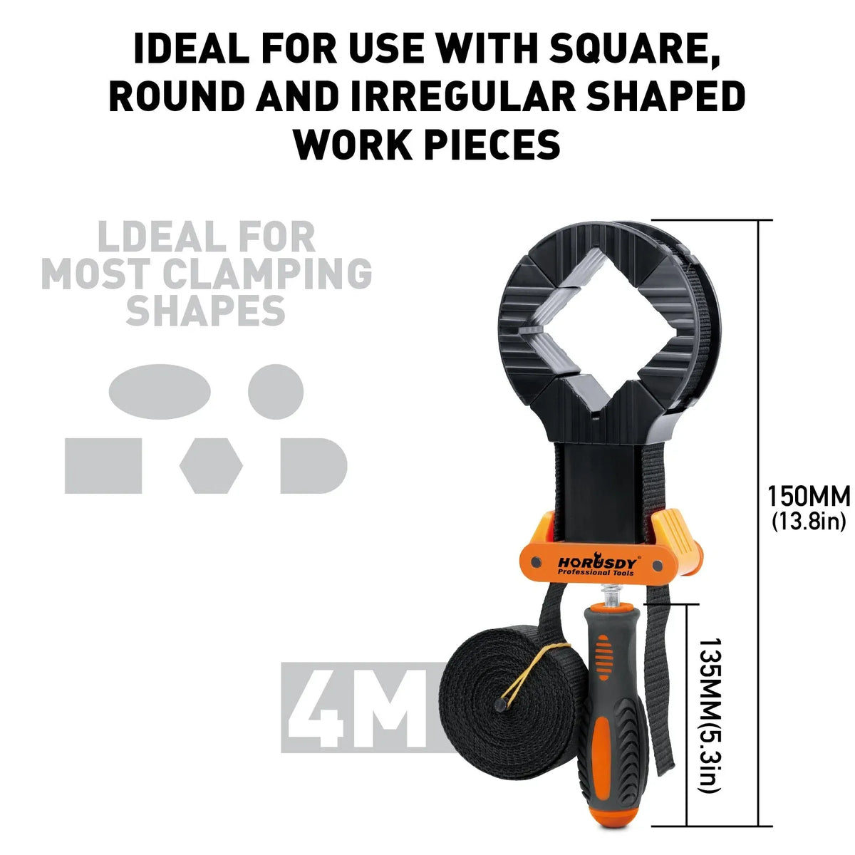 HORUSDY 4PCS Belt Clamp Set Spring Clamps 4M Adjustable Strap Frame Woodworking