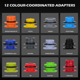 17-Piece Engine Oil Funnel Set 12 Adapters Elbow Fitting Magnetic Storage Tray - Side View