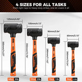 HORUSDY 4PCS Dead Blow Hammer Set Steel Shot Non-Slip Grip Carpentry & Tile - Front View