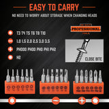 HORUSDY 19 Pcs Ratchet Precision Screwdriver Bits Set Slotted Phillips Tox Hex - 45-Degree Angle