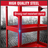 Red 3-Tier Tool Cart Trolley Toolbox Workshop Garage Storage 150KG Organizer Garage - 45-Degree Angle