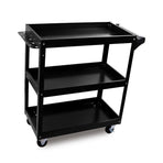 HORUSDY 3 tier tool cart trolley on wheels, black powder-coated steel