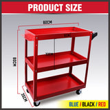 Black 3-Tier Tool Cart Trolley Toolbox Workshop Garage Storage 150KG Organizer Garage - Top-Down View