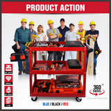 Black 3-Tier Tool Cart Trolley Toolbox Workshop Garage Storage 150KG Organizer Garage - Extra Image