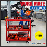 Black 3-Tier Tool Cart Trolley Toolbox Workshop Garage Storage 150KG Organizer Garage - Extra Image