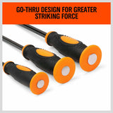 3Pc Impact Pry Bar Set Crowbars Nail Puller Go-Through Hammer Head Mechanic New - Close-Up Angle