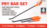 Horusdy 4Pc Steel Pry Bar Set Heavy Duty Mechanic Crowbar Car  4 7 12 17-1/2 - Front View