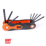 3x Folding Torx Key Hex Key Ball End Allen Key Set Tools Wrench Spanner Opener - Top-Down View