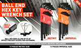 26Pc Allen Wrench Set Ball End Long Arm Hex Key Metric & Imperial With Holders - Front View