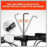 26Pc Allen Wrench Set Ball End Long Arm Hex Key Metric & Imperial With Holders - 45-Degree Angle