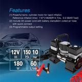 NOONE 12V Digital Gauge Tyre Inflator Air Compressor Tire Pump Tire Inflator - Extra Image