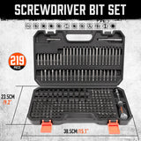 219-Piece Combination Security Bit Set Screw Driver Bit Tamper Proof Torx Box - Side View