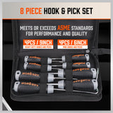 8Pc Pick And Hook Set Oil Seal O-Ring Puller Extractors Seal Gasket Remove Tool - Top-Down View