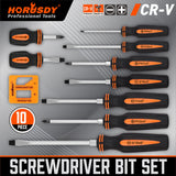 HORUSDY 10Pcs Magnetic Screwdriver Set Phillips Slotted Holder Magnetizer Au - Front View