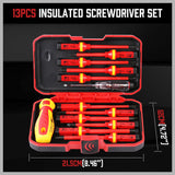 SEDY 13Pcs 1000V Magnetic Insulated Electrician Screwdriver Set VDE Certified - Top-Down View
