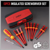 SEDY 13Pcs 1000V Magnetic Insulated Electrician Screwdriver Set VDE Certified - 45-Degree Angle