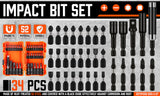 34Pc Impact Screwdriver Bit Set Nut Driver Magnetic Drill Holder Quick Release - Front View