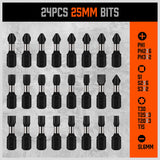 34Pc Impact Screwdriver Bit Set Nut Driver Magnetic Drill Holder Quick Release - Top-Down View
