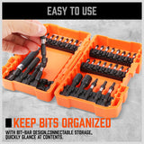 34Pc Impact Screwdriver Bit Set Nut Driver Magnetic Drill Holder Quick Release - 45-Degree Angle