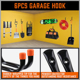 12Pc Wall Mount Hooks Set Heavy Duty Steel Garage Storage Rack Utility Hangers - 45-Degree Angle