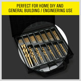 99Pc Drills Set HSS Titanium Coated Wood Plastic Metal Metric 1.5-10mm With Case - 45-Degree Angle