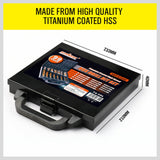99Pc Drills Set HSS Titanium Coated Wood Plastic Metal Metric 1.5-10mm With Case - Close-Up Angle