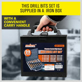 99Pc Drills Set HSS Titanium Coated Wood Plastic Metal Metric 1.5-10mm With Case - Low Angle