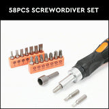 58Pc Ratchet Screwdriver Bits Set Nut Driver Setter Hex Torx Key Phillips Slot - Low Angle