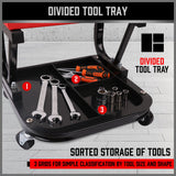HORUSDY Rolling Creeper Seat Workshop Mechanic Stool Garage Repair Storage Tray - 45-Degree Angle