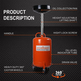 HORUSDY 80L Mobile Waste Oil Drainer Telescopic Workshop Fluid Collection Tank - 45-Degree Angle