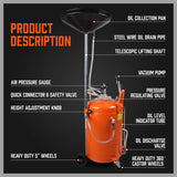 HORUSDY 80L Waste Oil Drainer Pneumatic Fluid Collection Workshop with Extractor - 45-Degree Angle