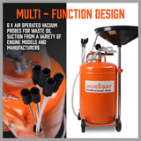HORUSDY 80L Waste Oil Drainer Pneumatic Fluid Collection Workshop with Extractor - Rear View
