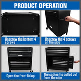 7 Drawer Tool Box Chest Cabinet Trolley Toolbox Garage Storage Lockable Blue - Low Angle