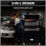 Black Tool Box 7 Drawer Chest Cabinet Trolley Toolbox Garage Storage Lockable Brake - Extra Image