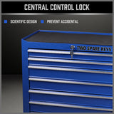 7-Drawer Drawer Tool Box Trolley Cabinet - Blue or Black Heavy Duty Tool Chest Garage Storage Cart Organizer - 45-Degree Angle