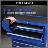 7-Drawer Drawer Tool Box Trolley Cabinet - Blue or Black Heavy Duty Tool Chest Garage Storage Cart Organizer - Rear View