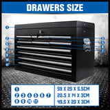 HORUSDY 10-Drawer Tool Box Chest Toolbox Lockable Drawer Cabinet Garage Storage - Side View